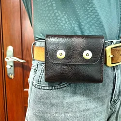 Small Waist Bag  Genuine Leather Belt Pack Mobile Phone Leather Sheath Wallet Card Holder Car Key Case House Key Pouch 3618