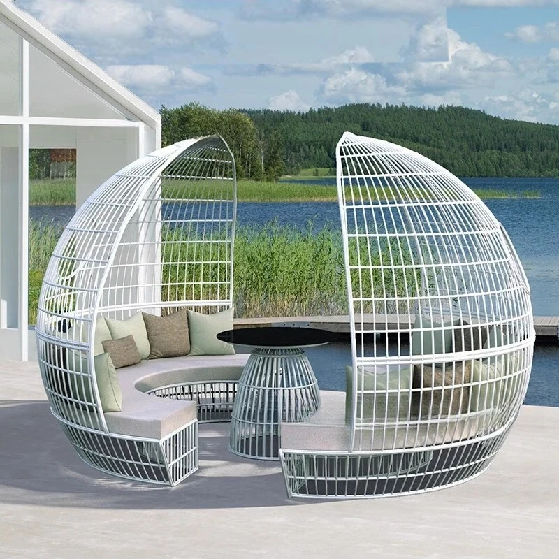 Outdoor creative rattan chair rattan art courtyard birdcage chair Nordic rattan sofa hotel combination sun room leisure terrace