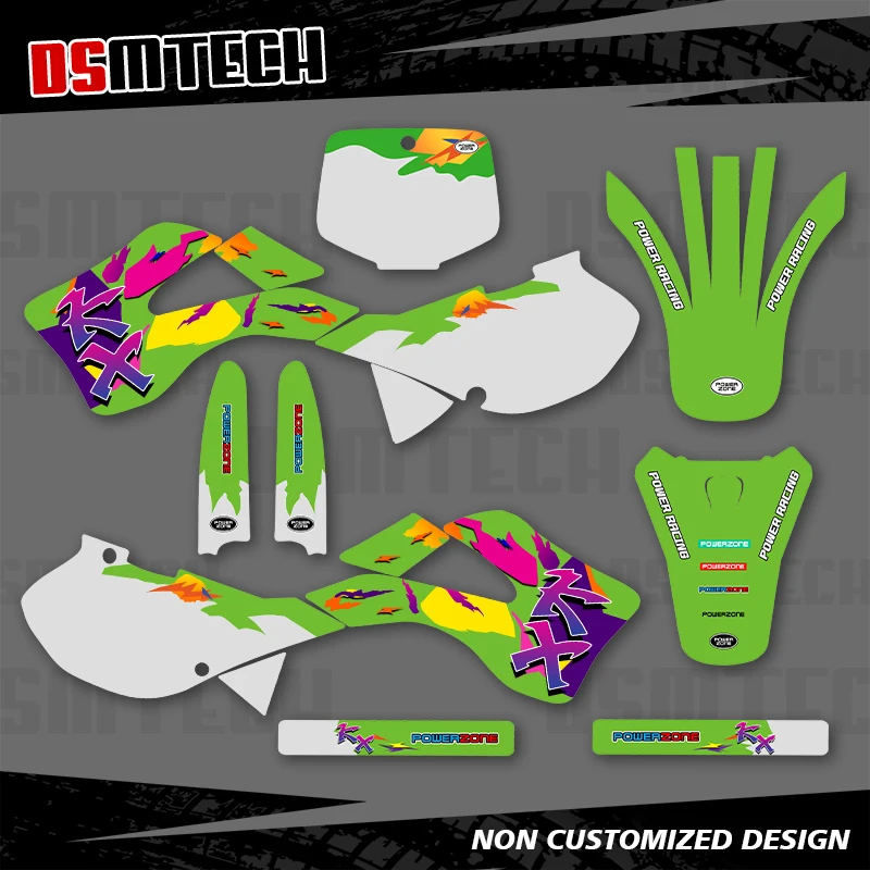

DS Full Graphics Decals Stickers Motorcycle Background Custom Number Name For Kawasaki KX125 KX250 KX 125 250 1999 2000-2002 001
