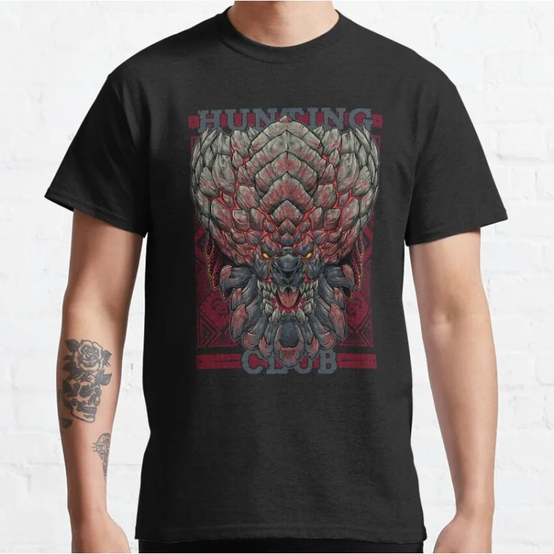 Camiseta de regalo Bazel Monster Hunter World Hunting Club para jugadores, ropa gráfica de manga corta 100% algodón, top de todas las tallas S-6XL