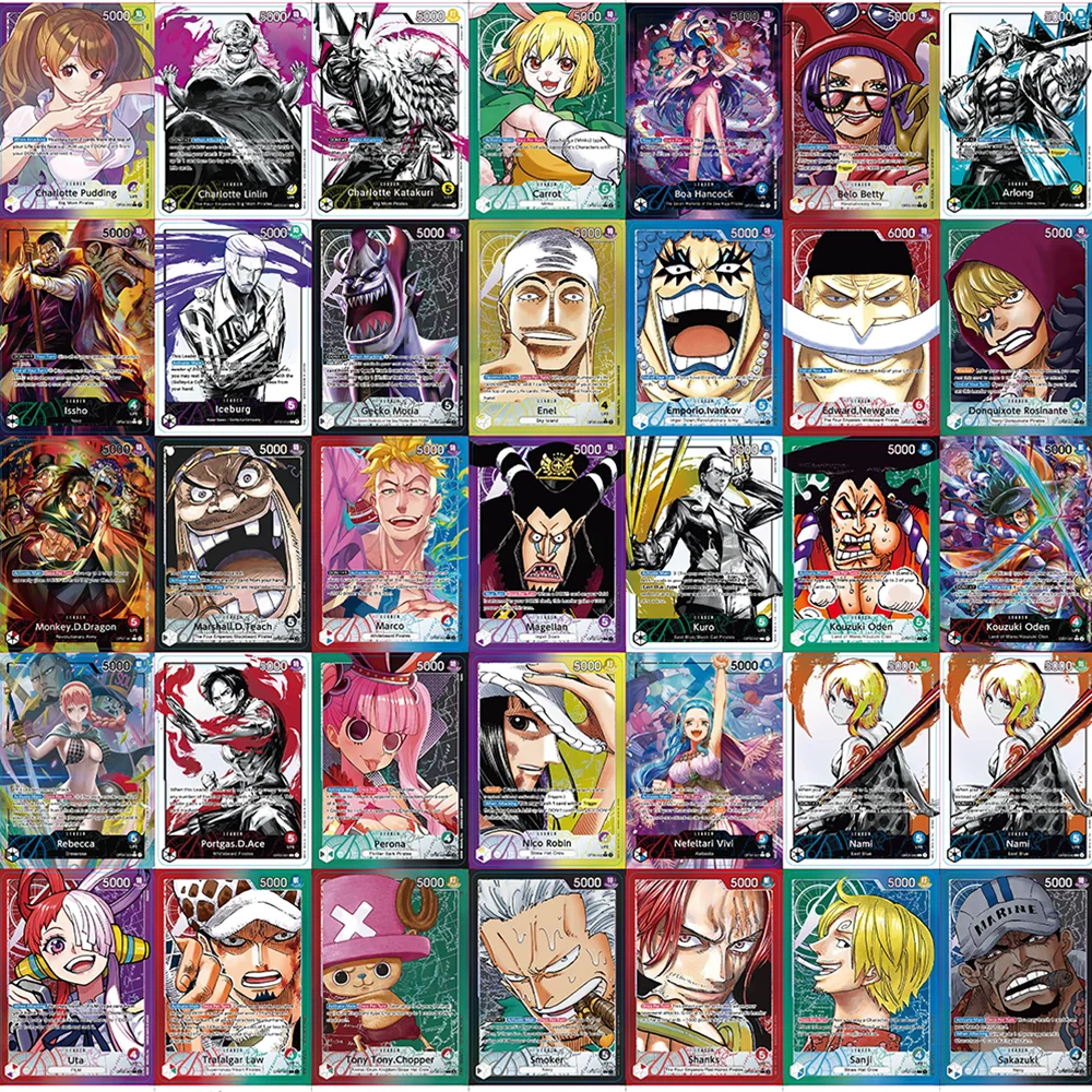 55PCS OTCG Leader Set 1 Anime One Piece Ruffy/Zoro/Sanji/Nami Shining PTCG Trading Game OPCG Sammeln Sie Geschenk Englische Proxy-Karten
