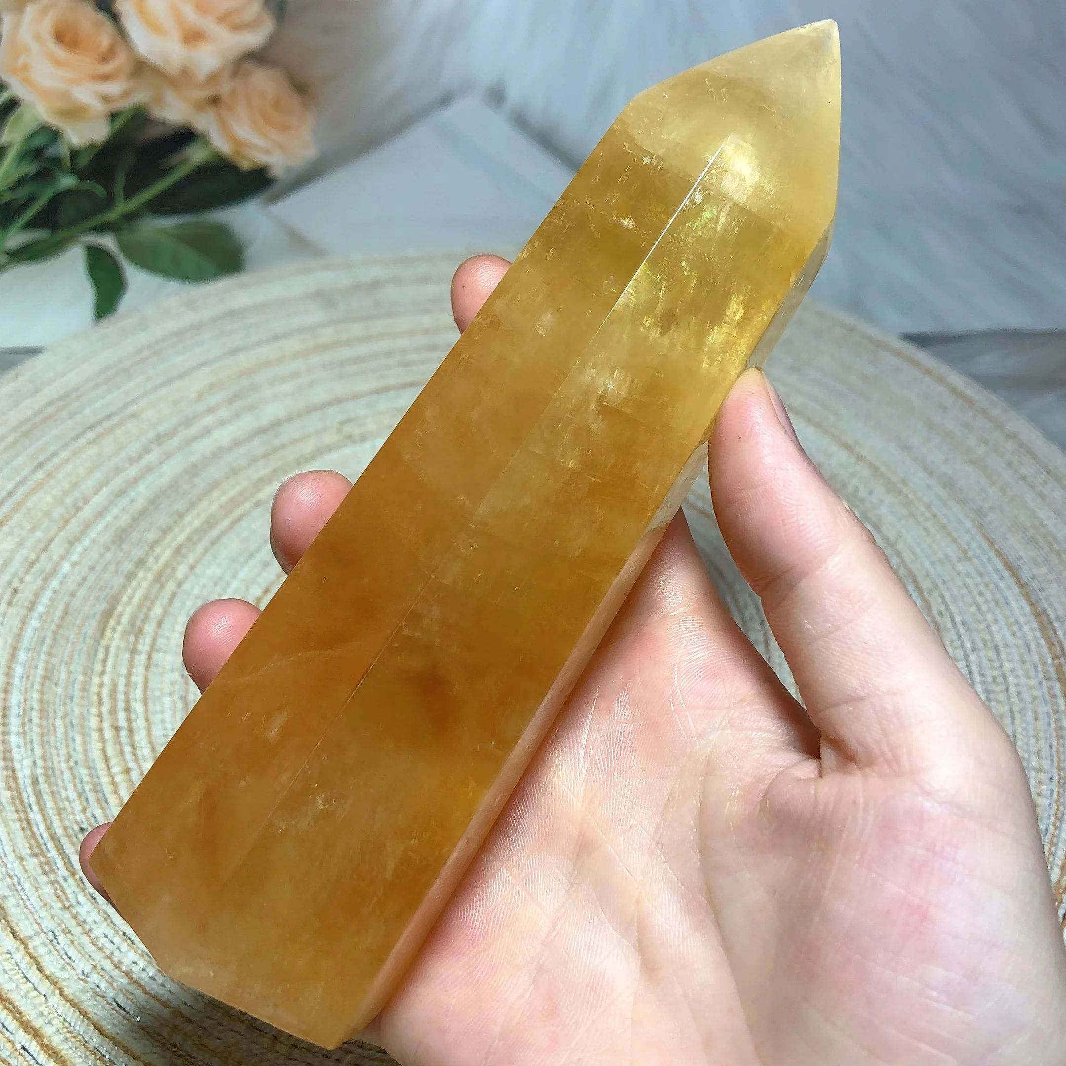 

Natural Crystals Honey Calcite Rainbow Energy Tower Ore High Quality Obelisk Mineral Healing Home Decorations Reiki Room Decor