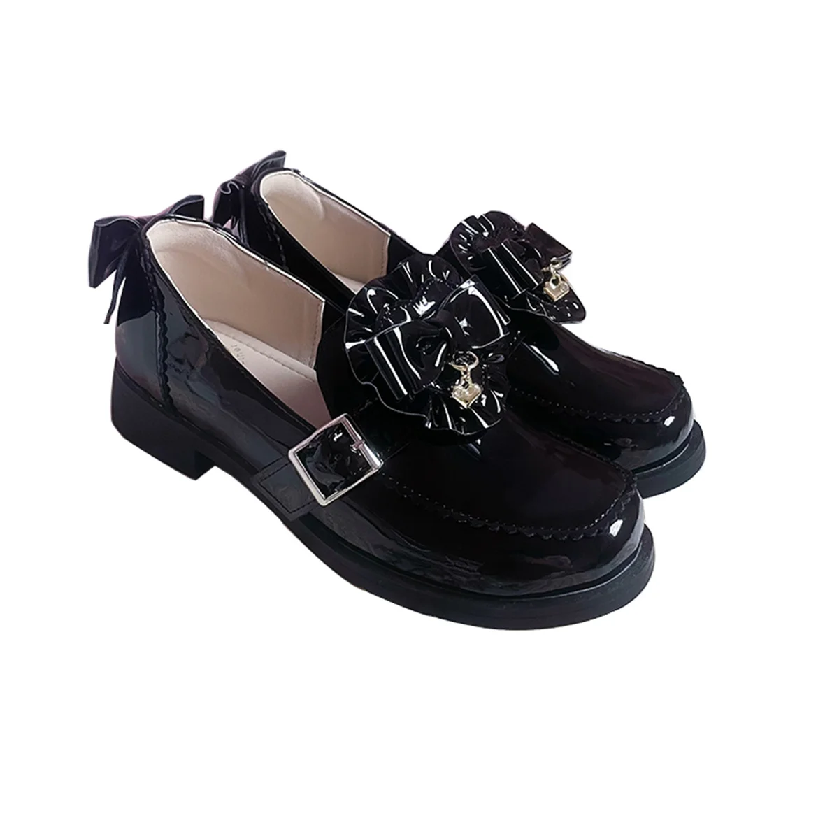 Chaussures Style collège japonais pour filles, Cosplay pour étudiantes, chaussures uniformes JK à volants, tête ronde avec nœud papillon, talon moyen épais de 4cm