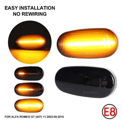 2 Stuks Dynamische Led Zijmarkeringen Sequentiële Richtingaanwijzer Knipperlicht Voor Alfa Romeo Mito 955 147 Gt 937 Fiat Bravo 2