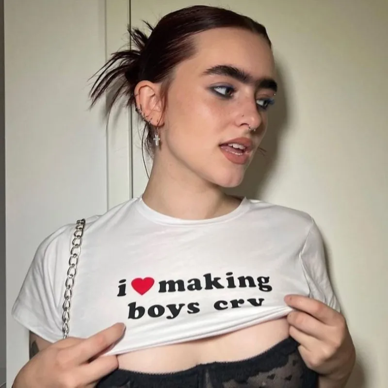 

Aesthetic Grunge Crop Tops Y2k Gothic Letter Printed Women's T-shirt Summer Punk Short Sleeve Baby Tees Clothes 2000s Streetwear
