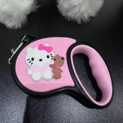 Sanrio Hello Kitty Smycz dla psa Skalowalna smycz dla kota Lina zapobiegająca rozlaniu Mały pies Obroża na klatkę piersiową i plecy Uniwersalna Kawaii