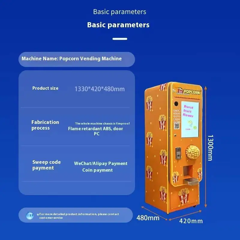 2025 Fully Automatic Popcorn Vending Machine 24-hour Commercial Unmanned Self-service Popcorn Machine Factory Direct Sales