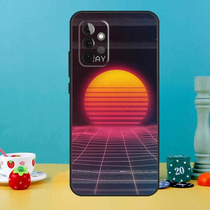 80S Vaporwave Retro Synthwave Sunset Case For Samsung Galaxy A52 A32 A12 A14 A34 A54 A13 A33 A53 A73 A50 A70 A71 A51 Back Cover