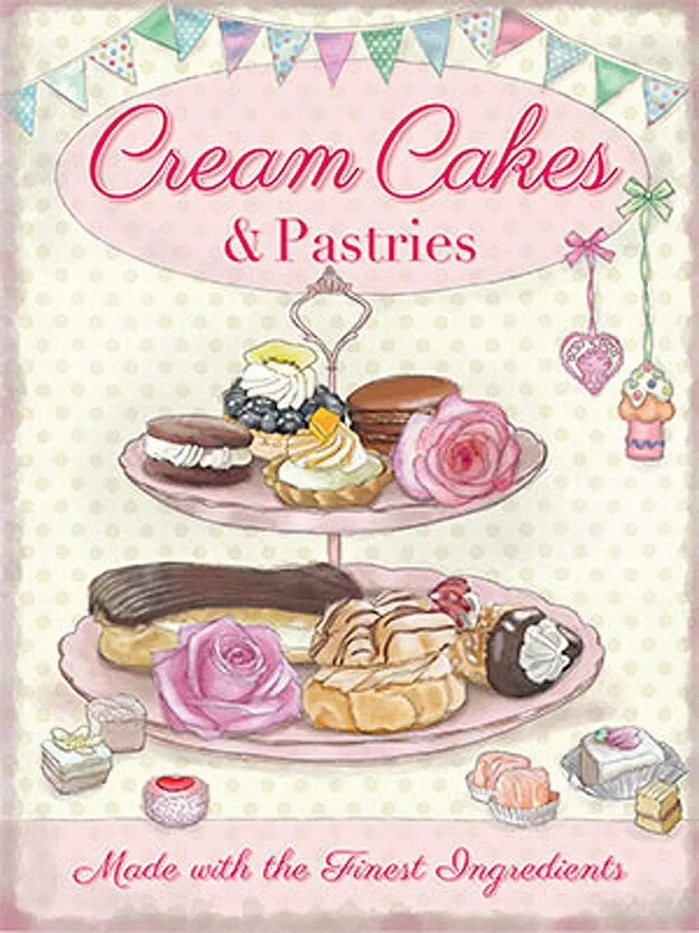 Cream Cakes & Pastries Tea Room Cafe Picture Art Kitchen Retro Vintage 8x12 Tin Metal Sign Wall Decor Home Decor sign