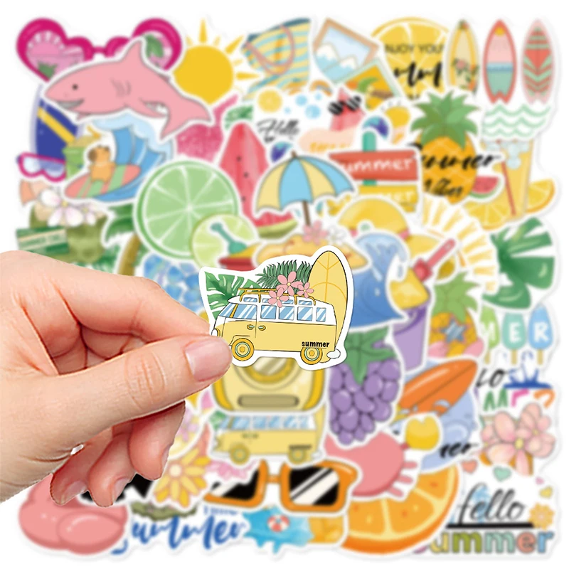 50PCS Hawaiian Beach VSCO Graffiti Stickers DIY Decoration Guitar Notebook Suitcase Skateboard Summer Beach Decals Kid Toys Gift