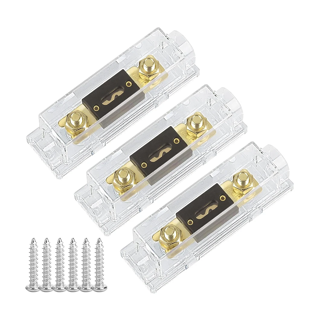 

ABILKEEN 30Amp~400Amp ANL Car Bolt Type Fuse Holder Dual Port Gold Plated Terminal Automotive Large Current Fuse Holder