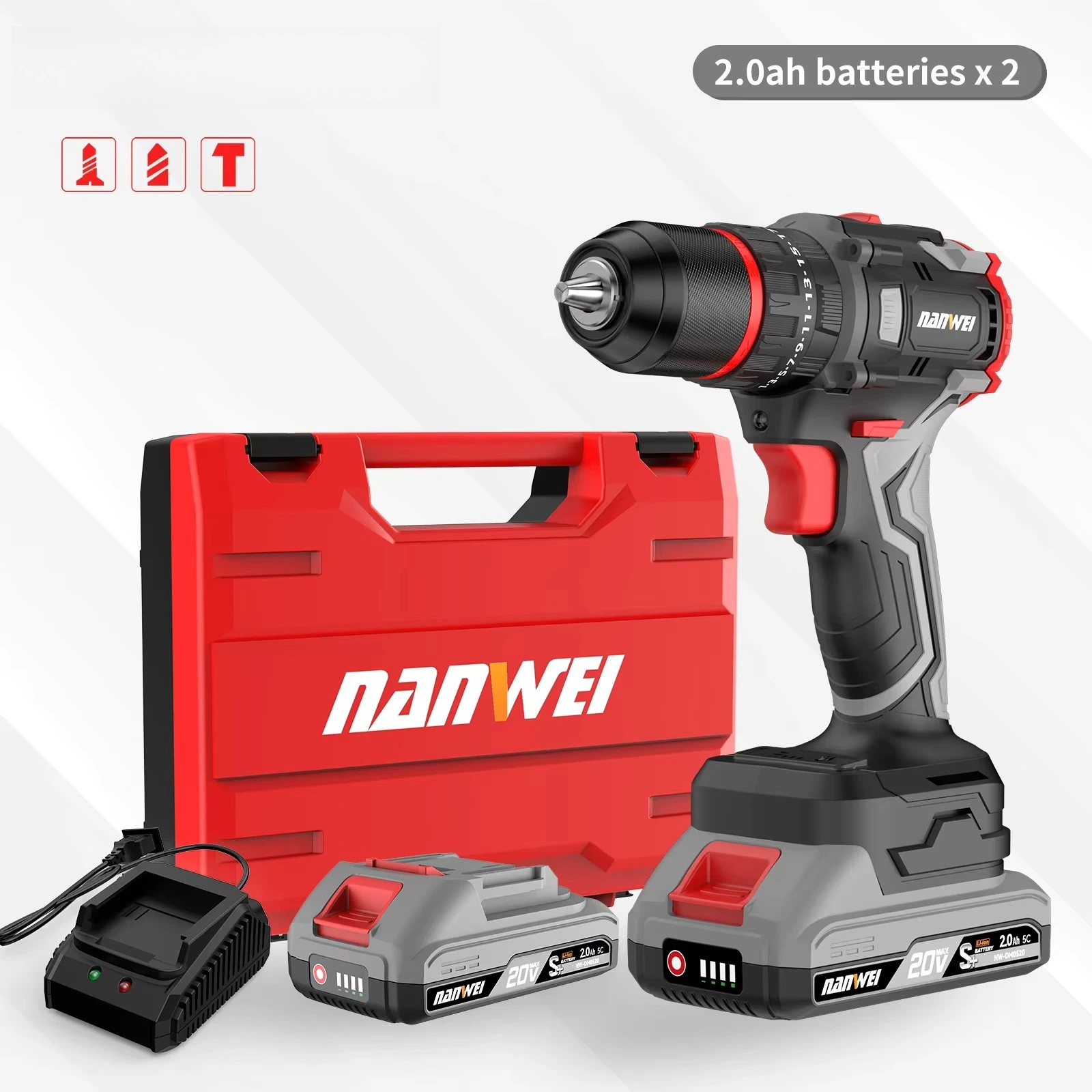 

20V Cordless Impact Drill Rechargeable Brushless Motor Variable Speed 13mm Chuck 70 N.m Max Torque For Metal Work OEM