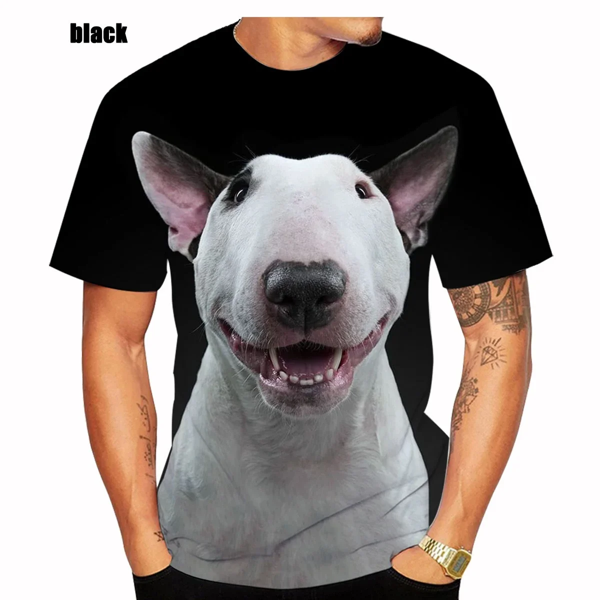 Terrier 3D Printed Personality Hit Cartoon Funny Bull Men's and Women's T-shirt O Neck Short Sleeve Casual Street Fashion Tees