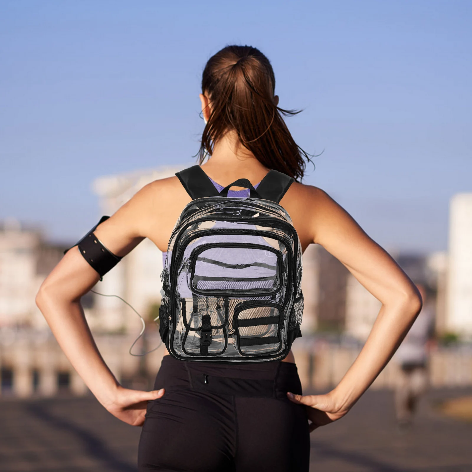 Durchsichtiger Mini-Rucksack, vom Stadion zugelassen, durchsichtige Tasche aus transparentem Kunststoff für Damen, perfekte Sportveranstaltungen, Konzerte