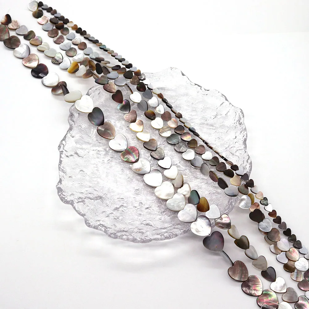 

Natural Seawater Black Shell Heart-shaped Loose Straight-hole Beads for Jewelry Making-DIY Necklace Bracelet Earring Accessories