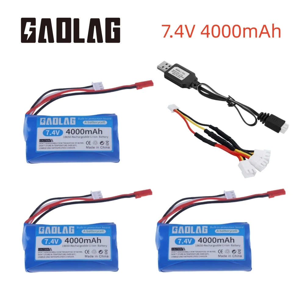 7.4V 4000mAh Li-ion rechargable battery JST/USB charger for HuanQi 957/948/848B/827B/823/955/956/957/948 MJX F45/T55 RC CAR