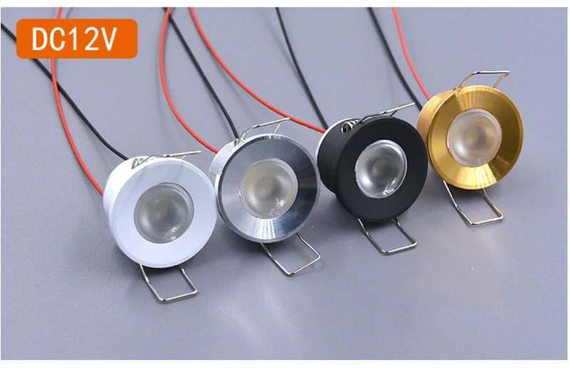 Mini Downlight LED 12V 1W Embedded Small Spot Ceiling Kitchen Cabinet Built-in Led Light Lamp Silver, White, Black Shell