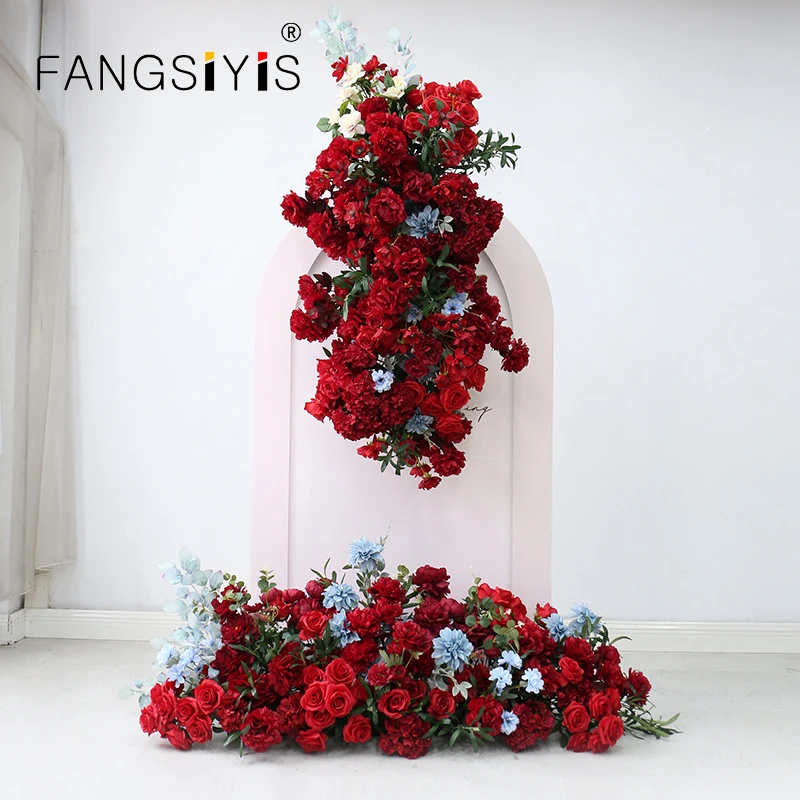 

Redrose business event flower arrangement telephone booth flower stage road lead flower opening wedding artificial flowerproduct