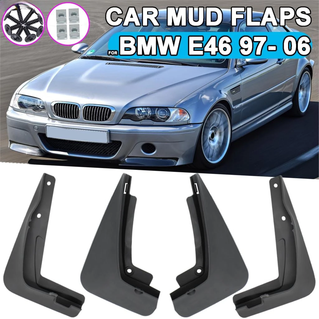 4Pcs Front Rear Mud Flaps Splash Guards Fender Mudguards for BMW 3 Series E46 1997-2006 Mudflaps 1998 1999 2000 01 02 03 04 05