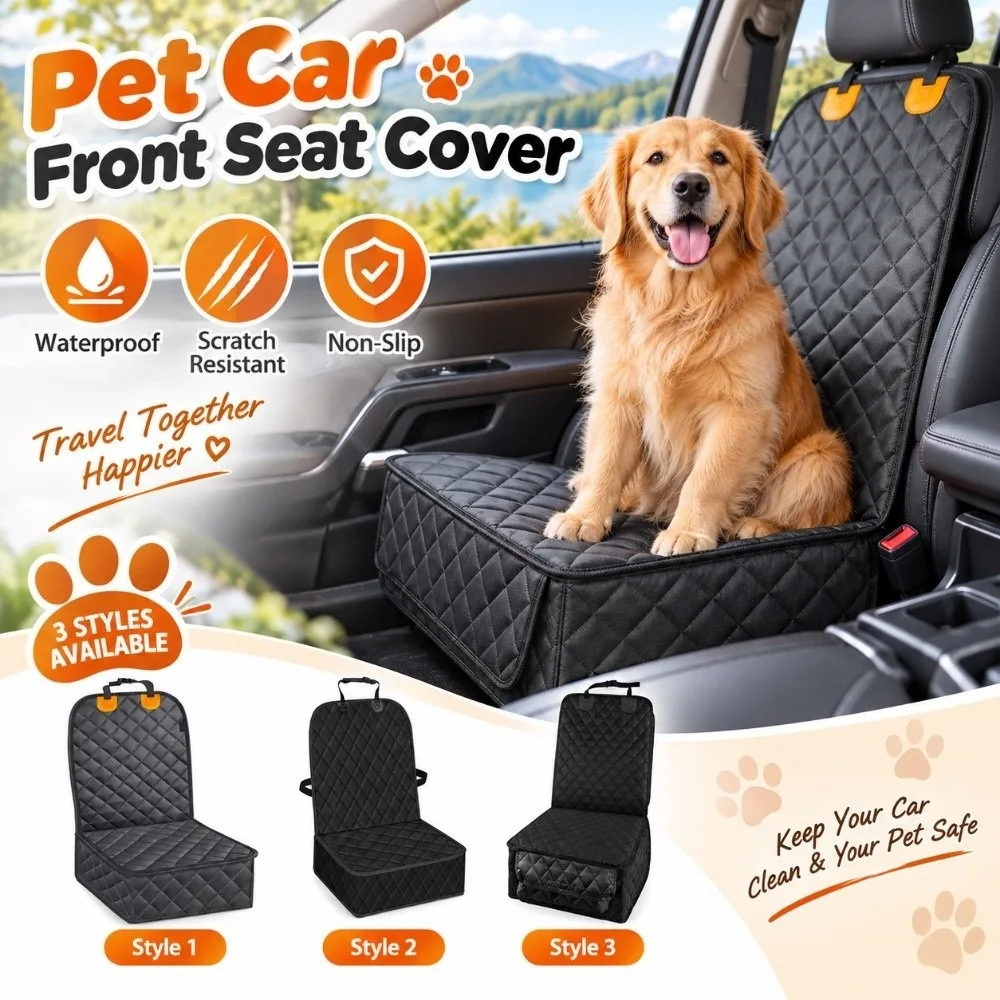 Waterproof Pet Car Seat Cover Scratch Resistant Wear-resistant Dog Car Front Seat Cover Non-Slip Dustproof Pet Seat Protector