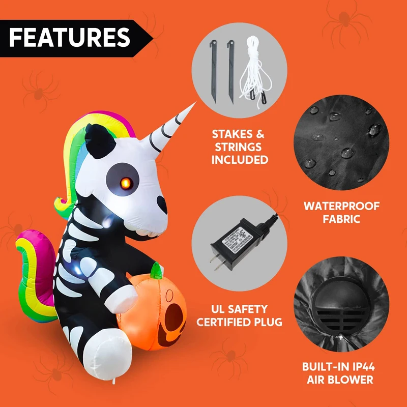 5FT Bơm Hơi Halloween Trang Trí Inflatables Đồng Hồ Kỳ Lân LED Nổ Đồng Hồ Kỳ Lân Halloween Ngoài Trời Sân Bãi Cỏ Đồ Chơi