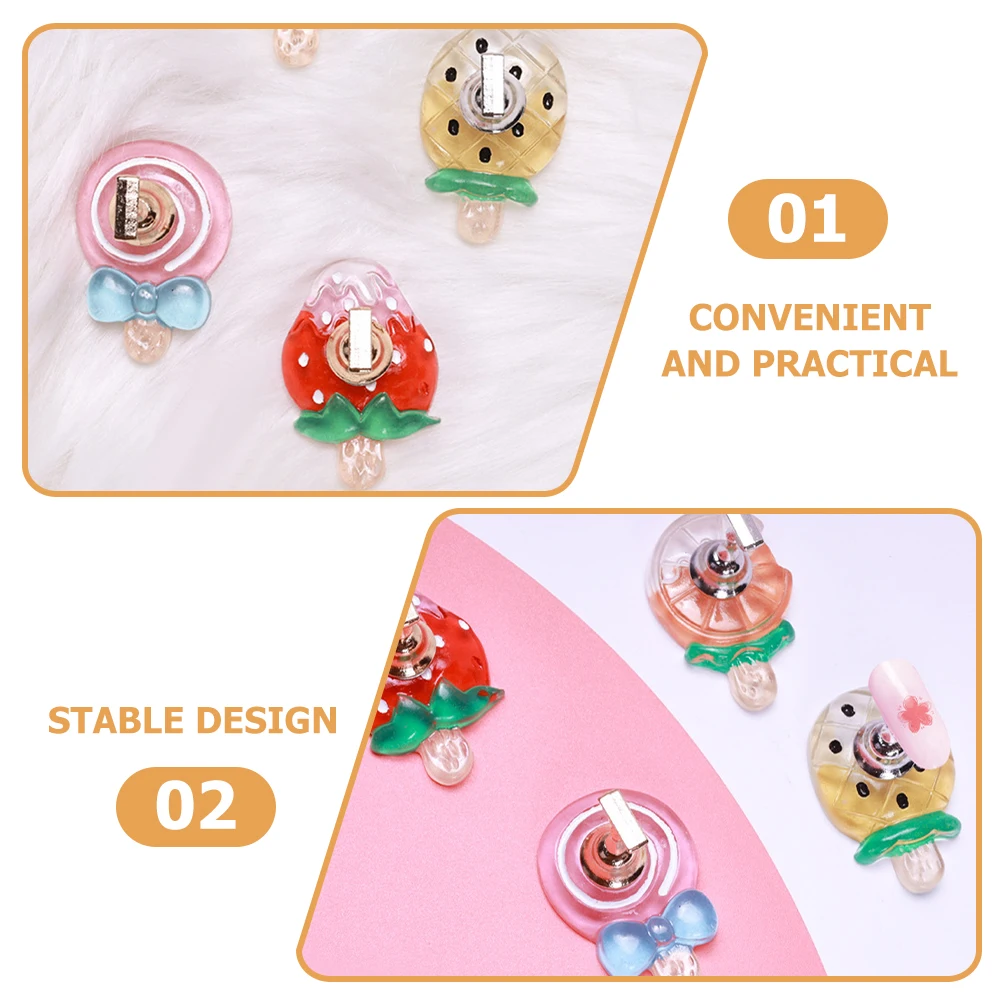 

4pcs Practice Stand Strawberry Pineapple Lollipop Orange Resin Material Stable Design Easy to for Home Salon