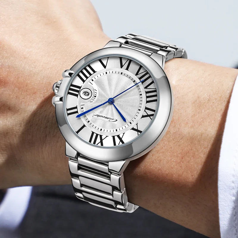 Orologio da uomo con palloncino blu, impermeabile, alla moda, da lavoro, al quarzo, da uomo, con numeri romani