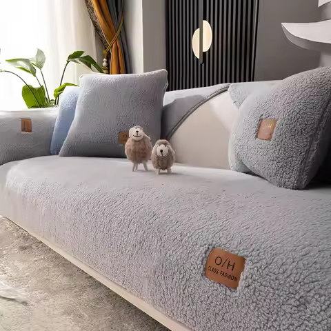 Velvet Sofa Cover Universal Plaid Plush Non-Slip Thickened Living Room Sofa Cover Warm Flannel Sofa Cushion Armrest Back Towel - AliExpress 15