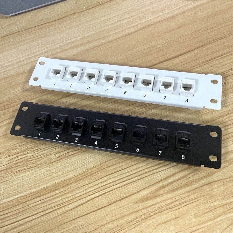 8 Port CAT5e RJ45 Through Coupler Patch Panel with Back Bar Wallmount or Rackmount CAT5e UTP STP Dropshipping