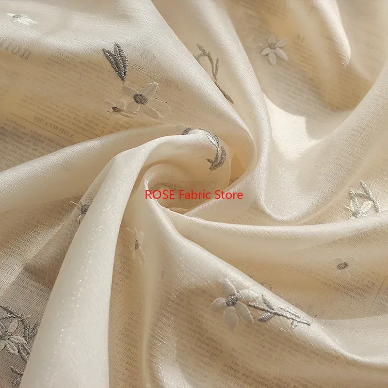 

Bright silk small floral embroidery fabric for Upper Clothes, Shirt, Wedding Dress, DIY Sewing, Spring Dress