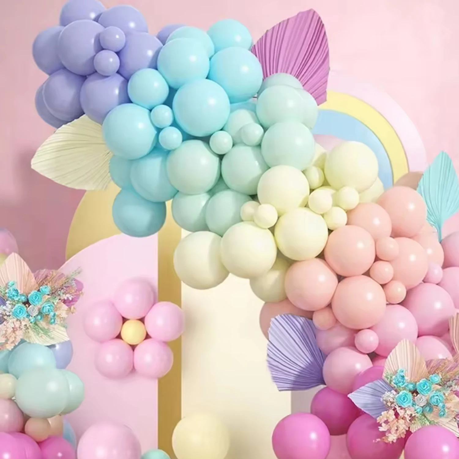 105pcs Macaroon Color Balloon Chain Balloon Arch Balloon Set, Birthday Festival Wedding Party Decoration Supplies Holiday Annive