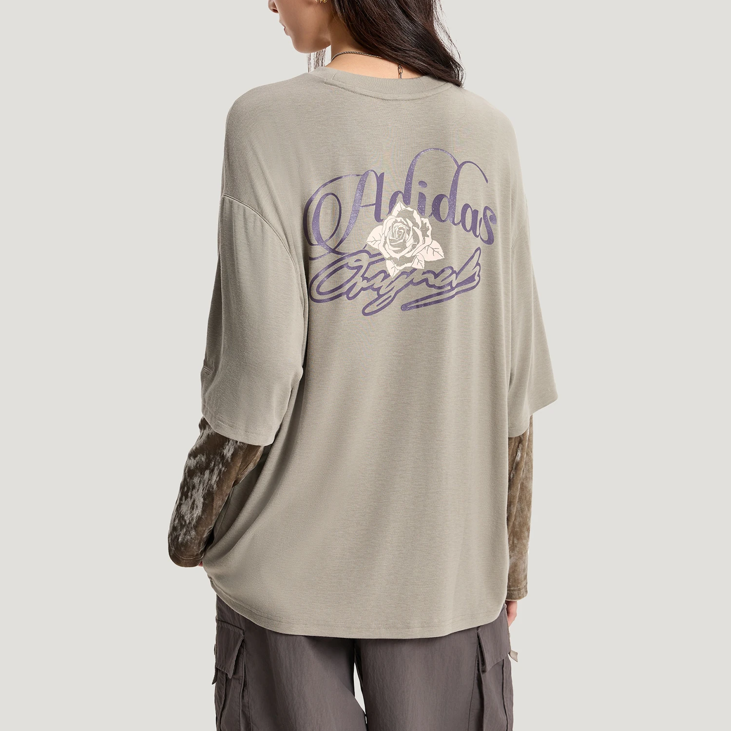 Adidas genuine clover 2-in-1 sports and leisure comfortable long sleeved T-shirt KR5039