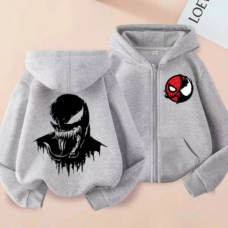 New Venom Child Zip-up Hoodie Cartoon Anime Hoodies Casual Warm Kids Boys Coat Jackets 2024 Winter Autumn Children\'s Clothing