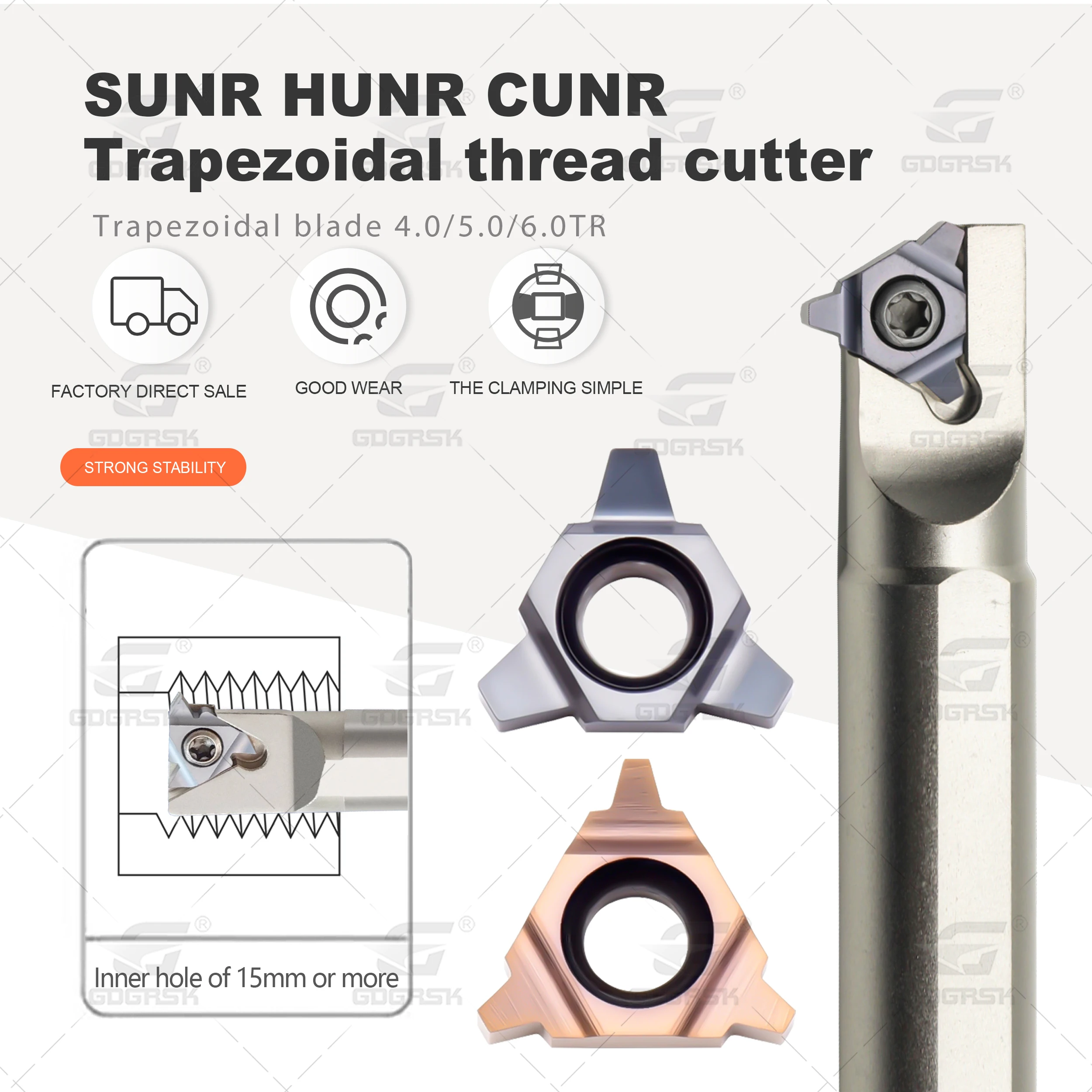 SUNR/CUNR/HUNR0008K11U Internal Thread Tool Hold 11UID 16UID 22UID 27UID2.0 3.0 6.0TR CNC Lathe Carbide Trapezoidal Thread Blade