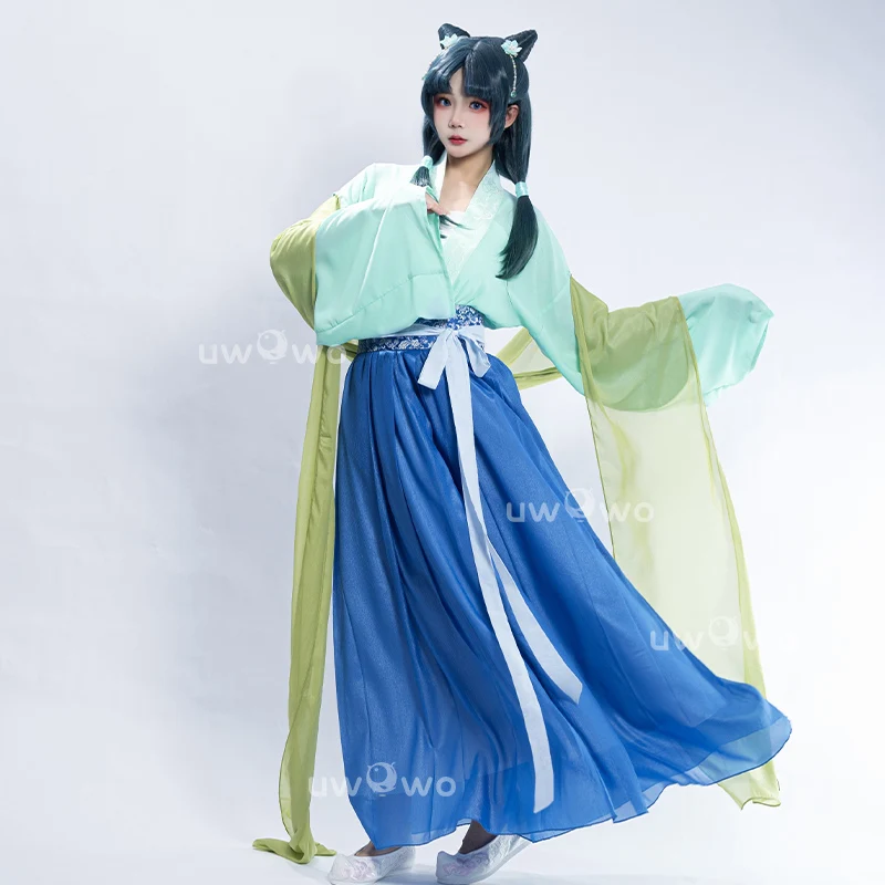 Maomao Cosplay Costume Anime The Apothecaryy Diariess Maomao Frog Green Hanfu Style Hunt New suit Wig Hairpin Halloween Props view 2