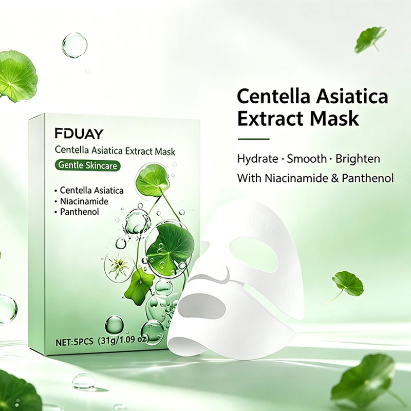 5Pcs Centella Asiatica Extract Face Mask 31g Each with Niacinamide & Panthenol Gentle Night Skin Care for Soothing Repair And Hy