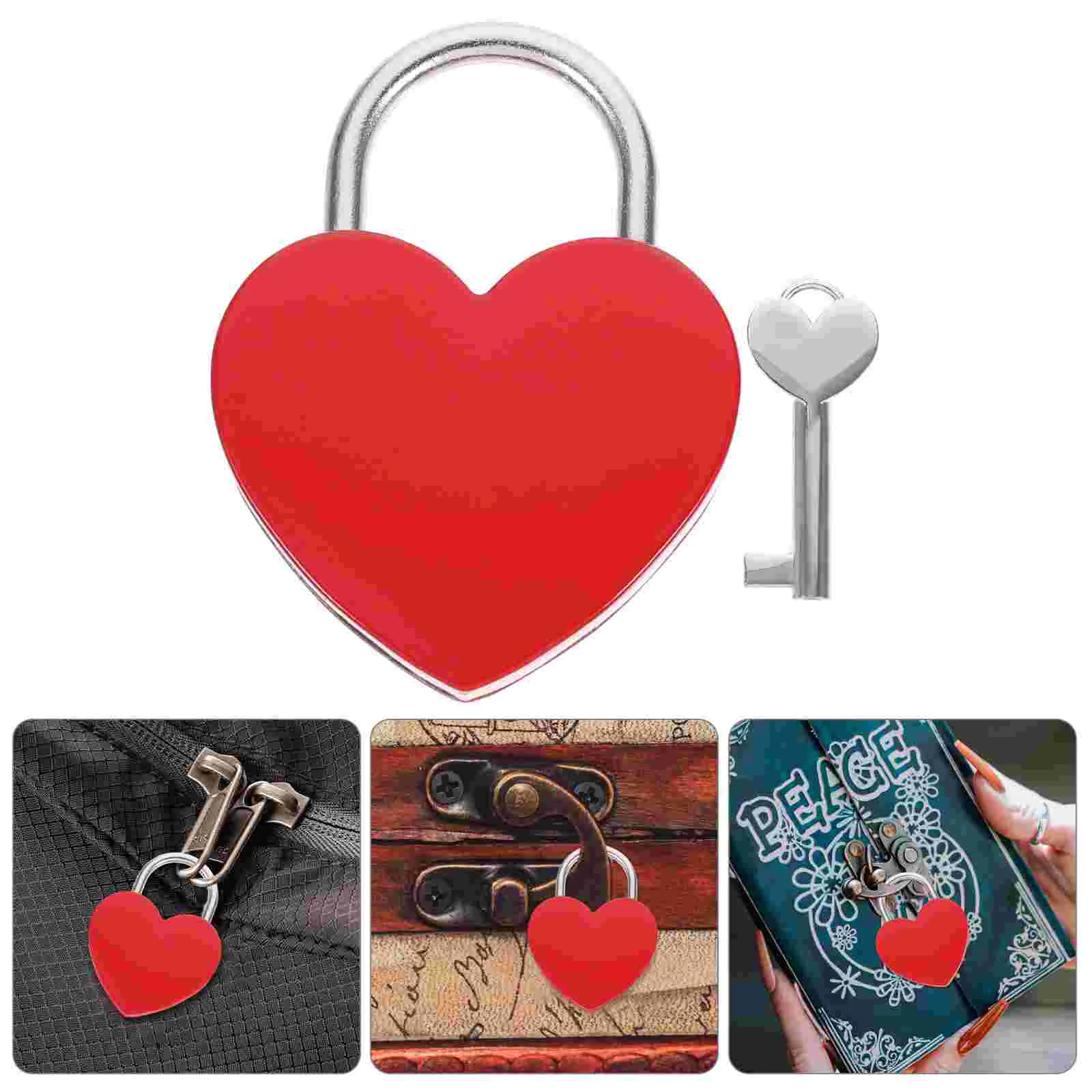 Heart Lock Locker Padlocks Small Jewelry Backpack for Luggage with Keys Necklace Suitcase Wallet