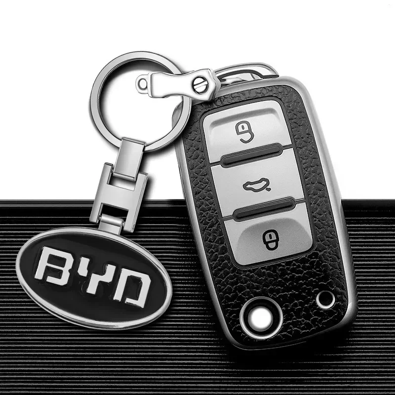 1PCS Car Emblem Metal Keychain Key Fob Ring For BYD Tang Song Qin Yuan Han Atto 3 Dolphin S6 G3 E6 Interior Part
