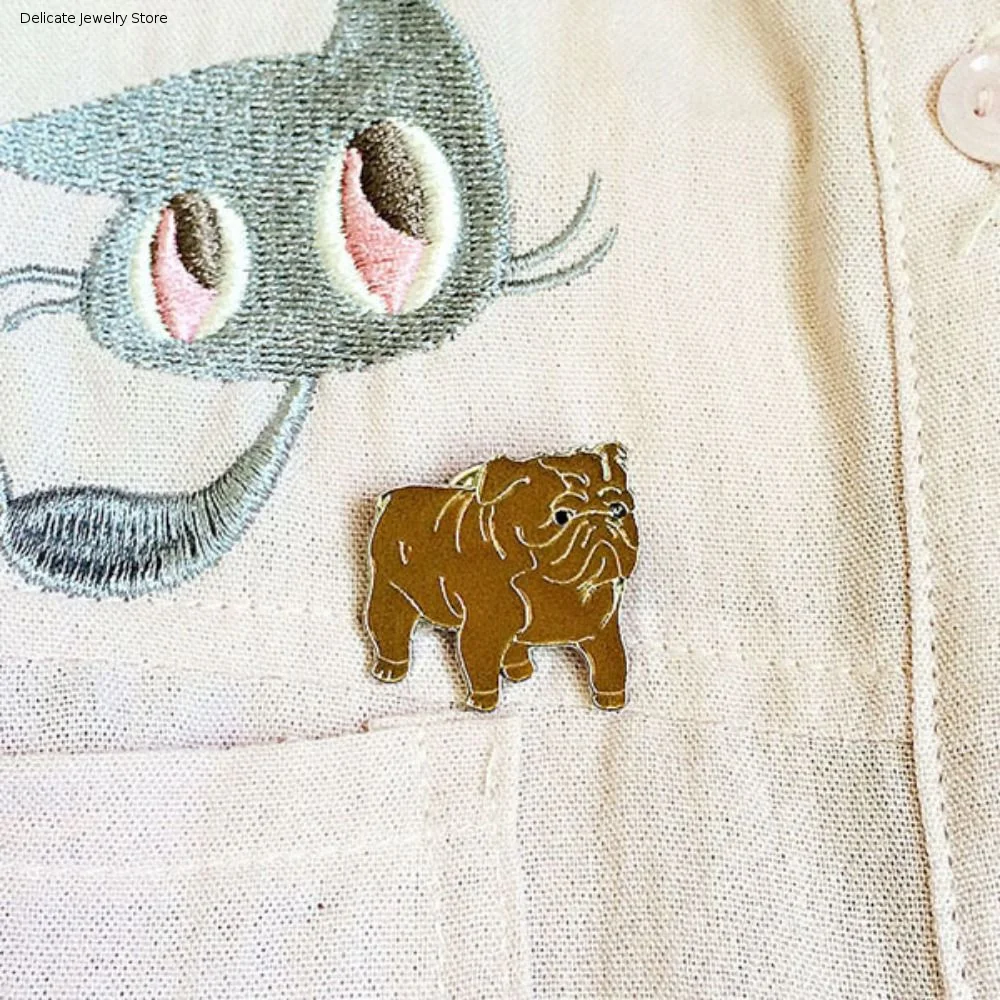 Backpack Accessories Cartoon Dog Pet Dog Brooch Bulldog Animal Dog Animal Enamel Pins Husky Funny Cartoon Metal Badge Jeans