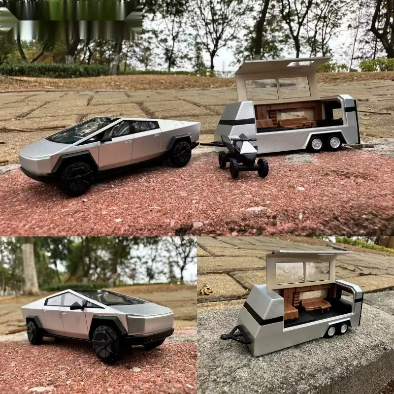 [In Stock] DM Model 1:64 Tesla pickup truck die-cast alloy car model, ideal for holiday gifts and as a collectible piece.