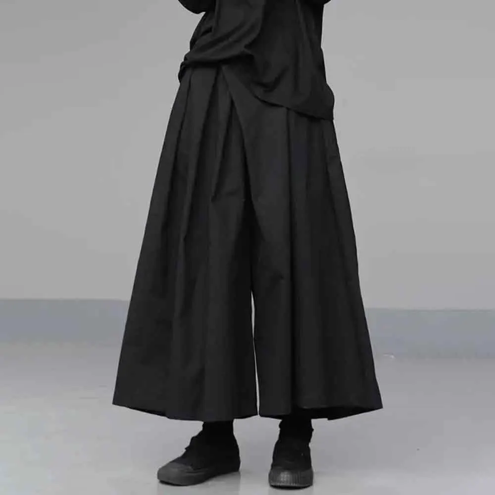 

Темная юбка Брюки Плиссированные повседневные самурайские брюки Хакама Осенние без гендерно-модные Y2k Универсальные модные готические повседневные брюки-кюлоты унисекс