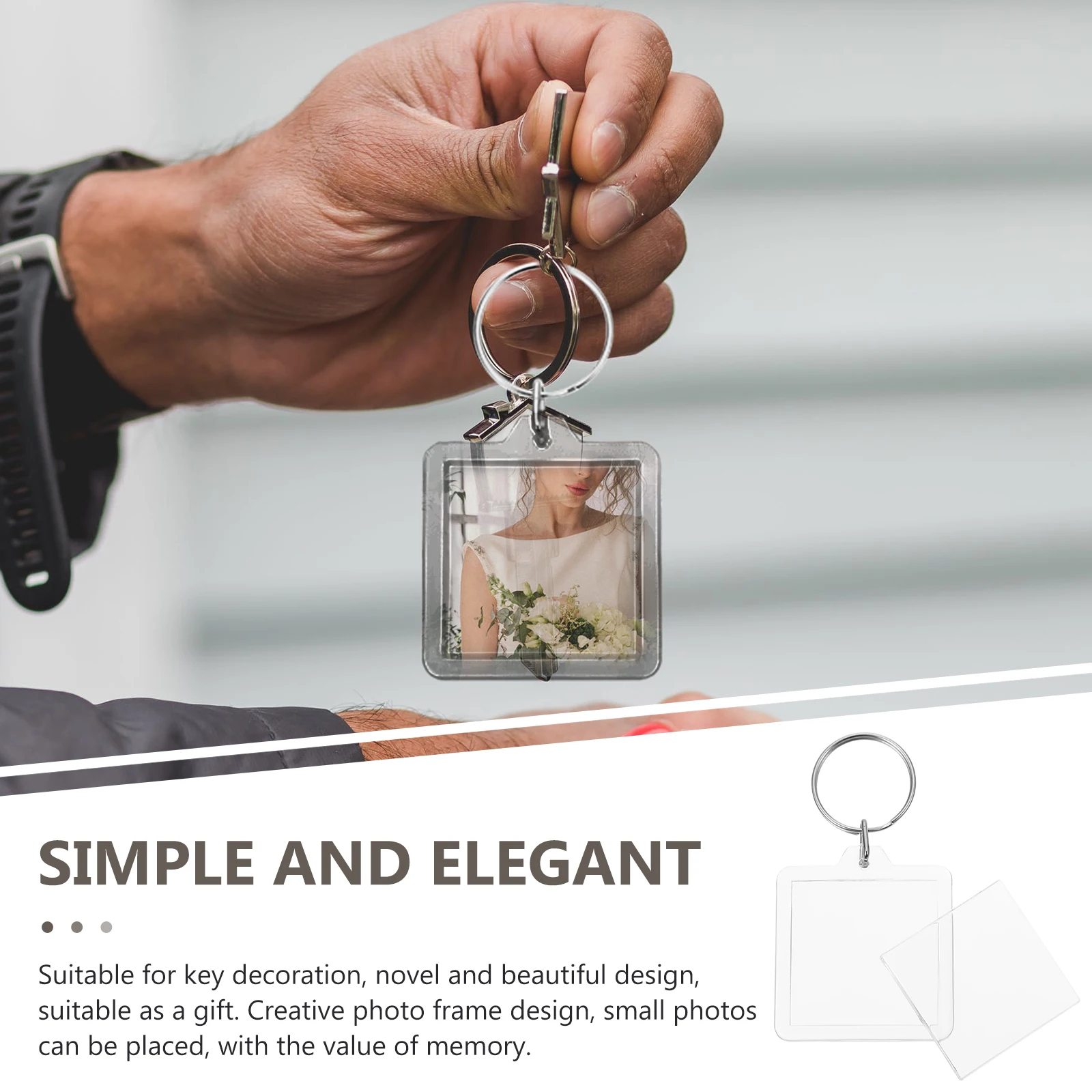 

20 Pcs Acrylic Keychain Picture Photo Frame Frames Keyring Locket Clear Holder Chains Transparent