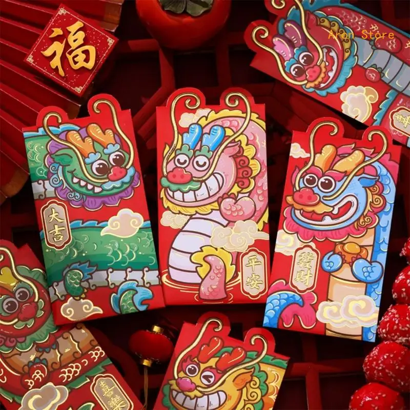 Buste rosse eleganti Pacchetto denaro 2024 Buste rosse per Capodanno cinese per eventi festivi HongBao H3CF