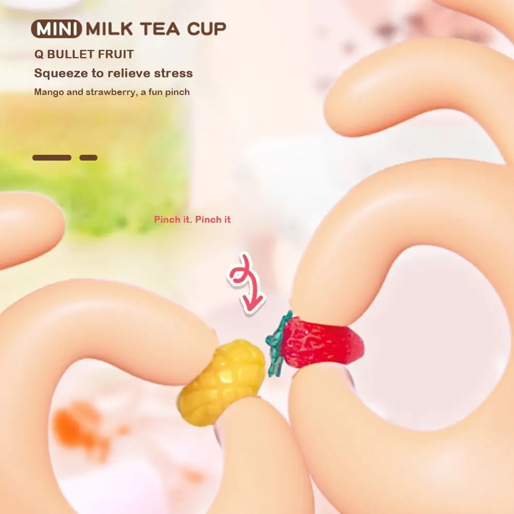 Colorful Stress Relieve Set Mixed Bubble Tea Charm Cream Gel Handmade Imitation Bottle Charm Mobile Phone Chain Charm