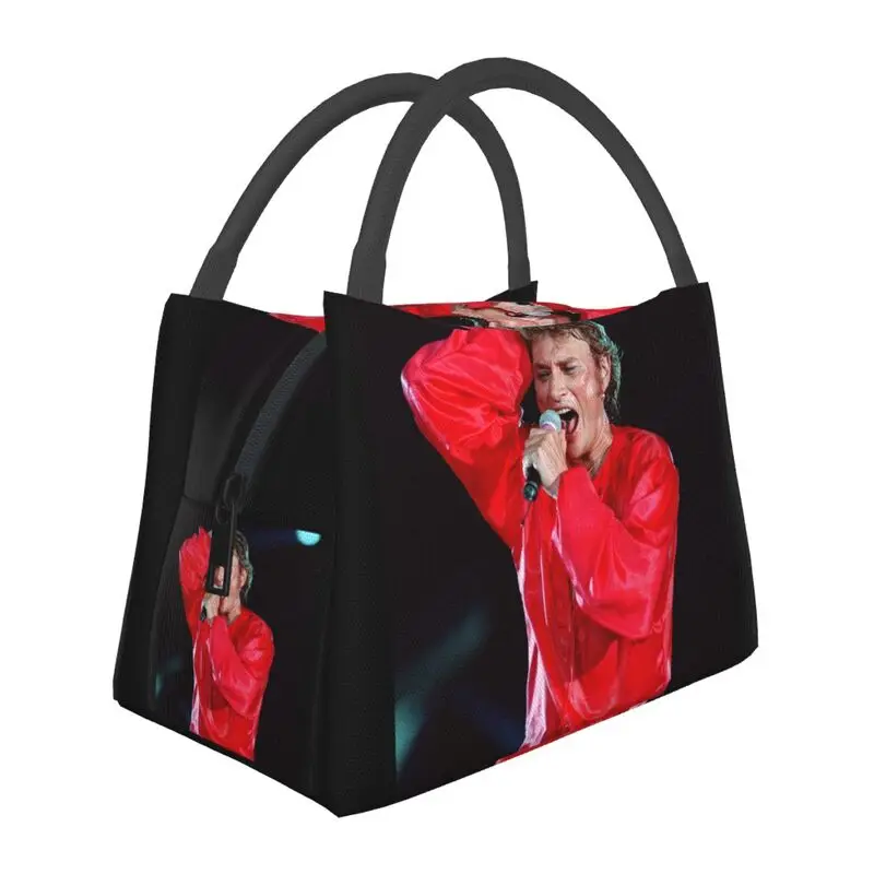 

Johnny Hallyday Music Singer Insulated Lunch Bags for Outdoor Picnic French Rock Waterproof Thermal Cooler Lunch Box Women