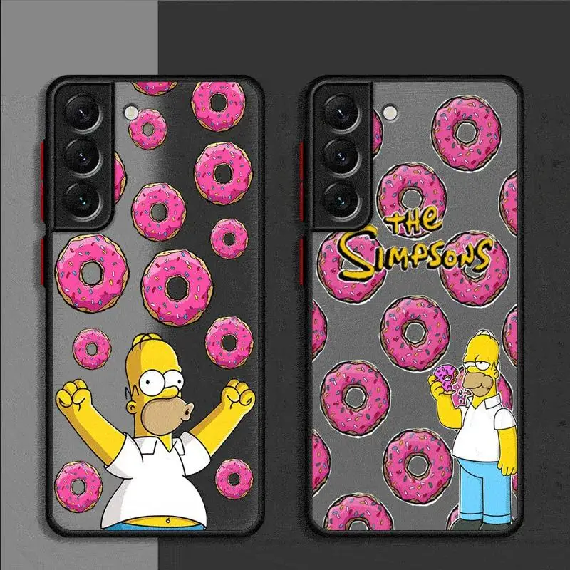 The Simpsons Homer Matte Case For Samsung Galaxy S24 S22 S23 S20 S21 FE S10 Plus Capa Note 20 Ultra 10 Lite Phone Fundas