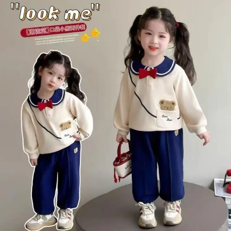 

Kawaii повседневный комплект пальто, модная детская одежда из 2 предметов, Bobo Shozu, 2025 г., детская одежда для мальчиков, уличный трикотаж с мехом для девочек, Kpop