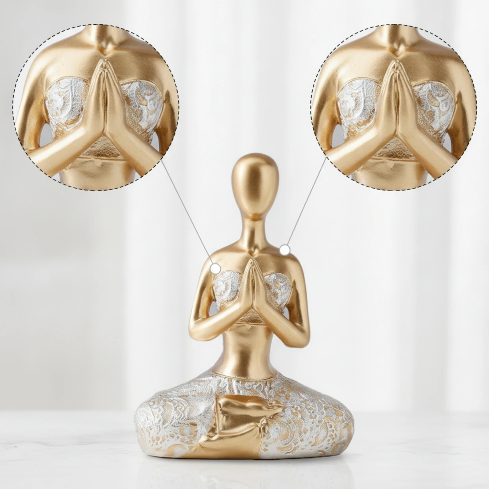 Figurine de méditation élégante, statue de méditation compacte en résine pour Yogi, étagère, bureau