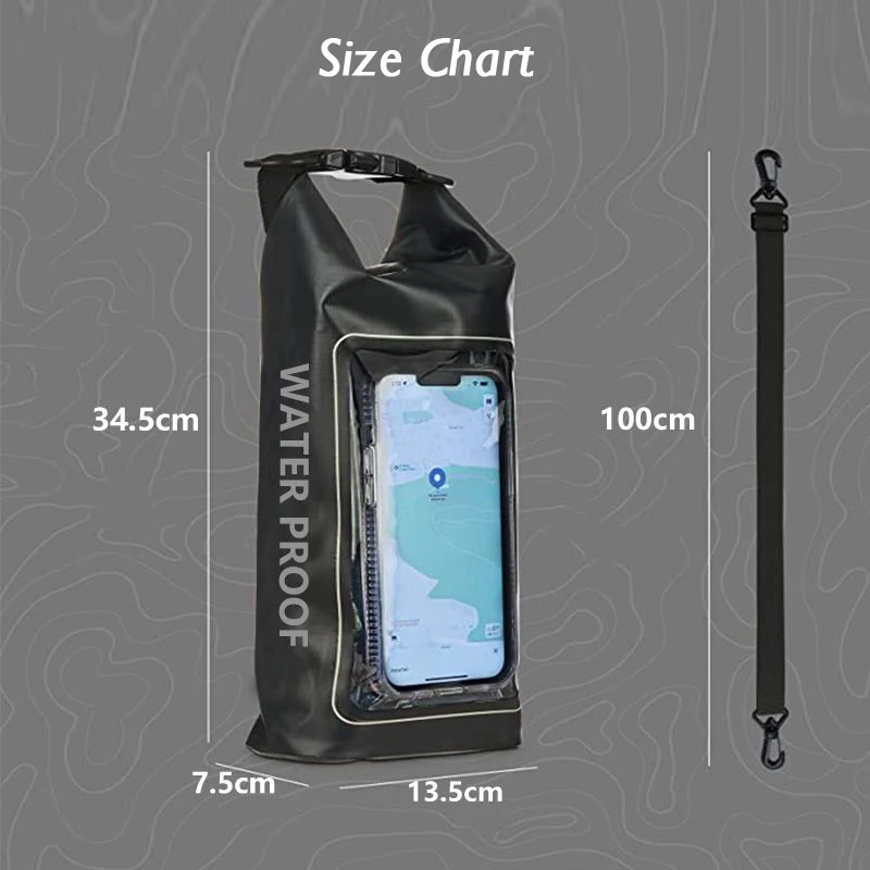 2L/5L Waterproof Swimming Bag 7 inch Touchscreen Phone Pouch Drifting Boating Travel Beach Wet Dry Seperation Crossbody Bag