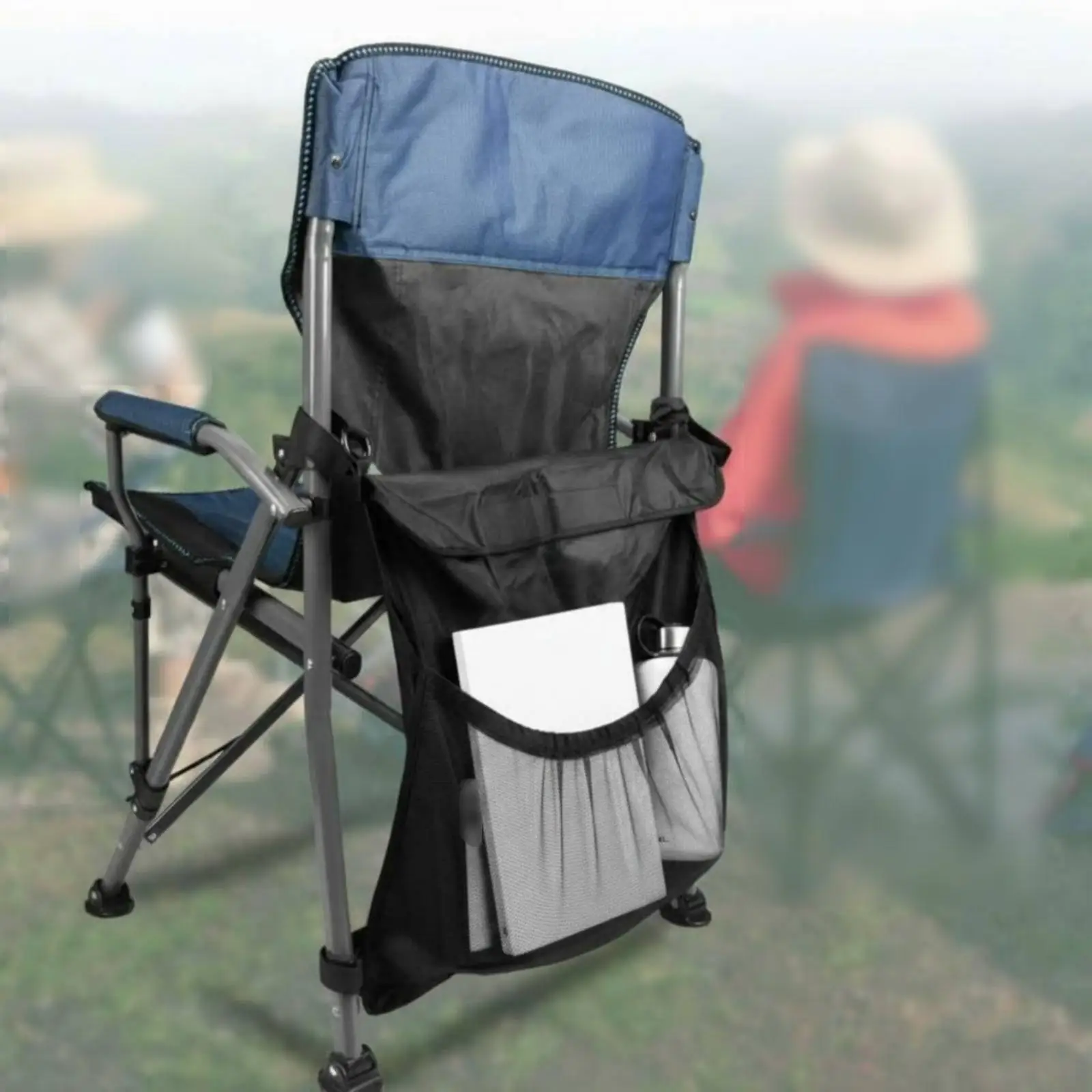 Stable Fitting Storage Pouch for Outdoor Chair with Hook Loop Straps and D Rings for Pushchair Beach Fishing Trip
